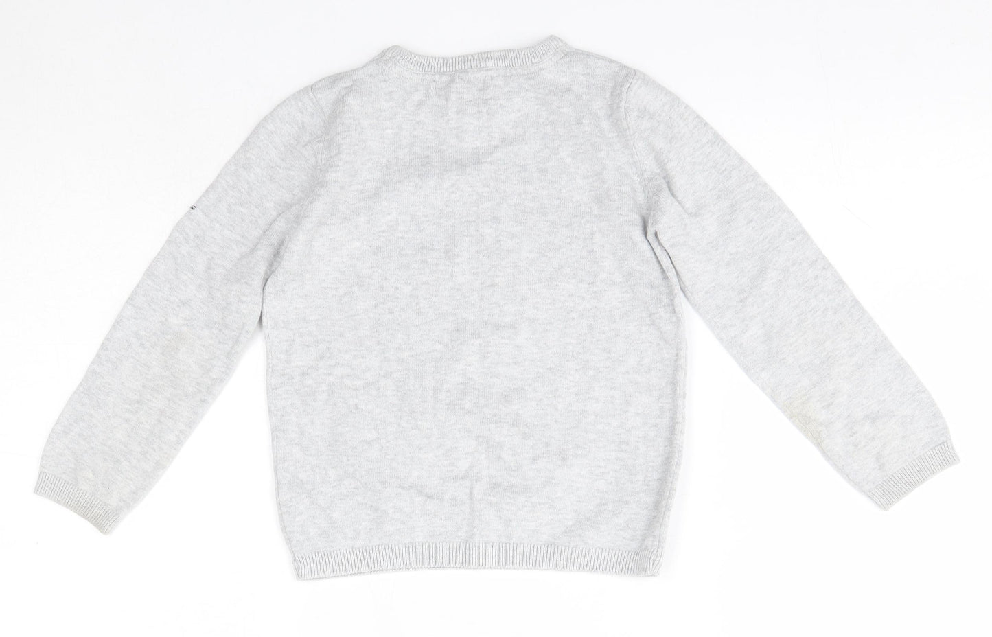 Primark Girls Grey Round Neck  100% Cotton Pullover Jumper Size 6-7 Years   - Unicorn