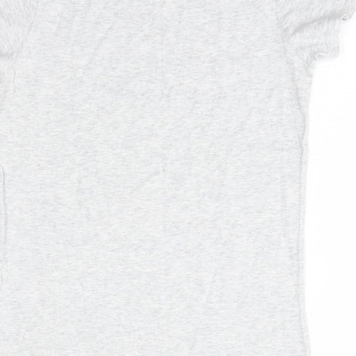 NEXT Girls Grey  100% Cotton Basic T-Shirt Size 10 Years Round Neck  - Emoji