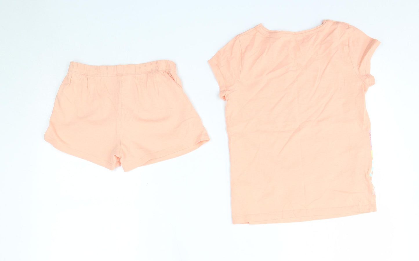 F&F Girls Pink Solid 100% Cotton Top Pyjama Set Size 6-7 Years