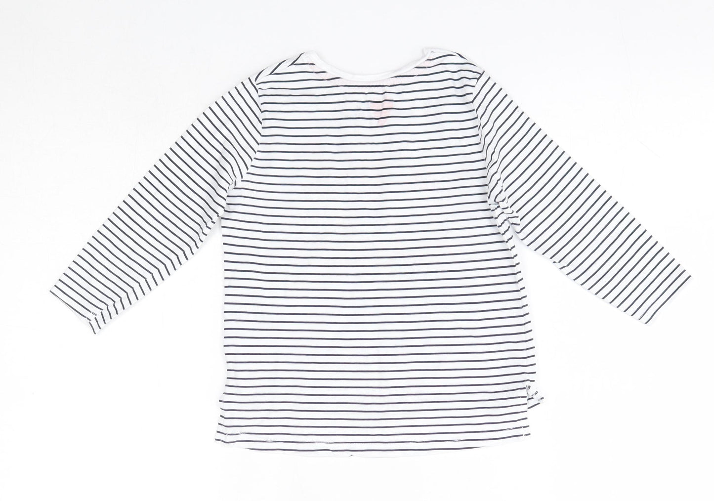 Matalan Girls Blue Striped 100% Cotton Basic Blouse Size 4 Years Round Neck