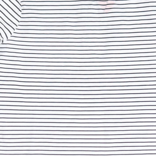 Matalan Girls Blue Striped 100% Cotton Basic Blouse Size 4 Years Round Neck