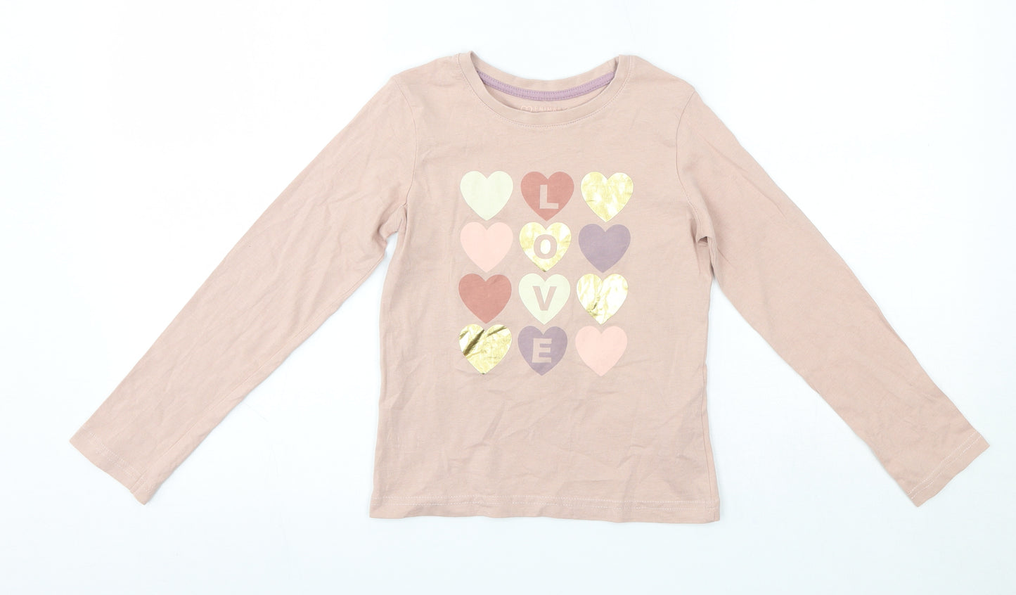 Primark Girls Brown  100% Cotton Basic Casual Size 7-8 Years Round Neck