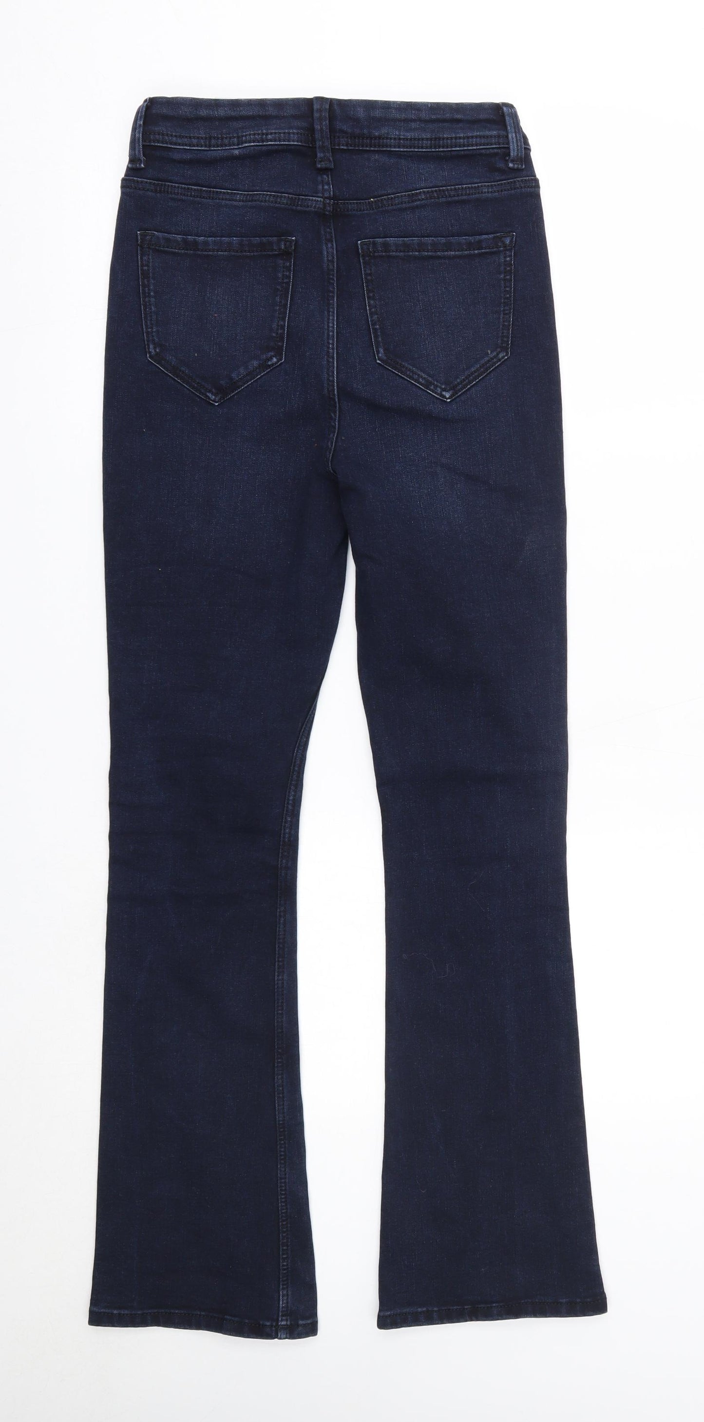 M&S Womens Blue  Cotton Flared Jeans Size 8 L29 in Slim