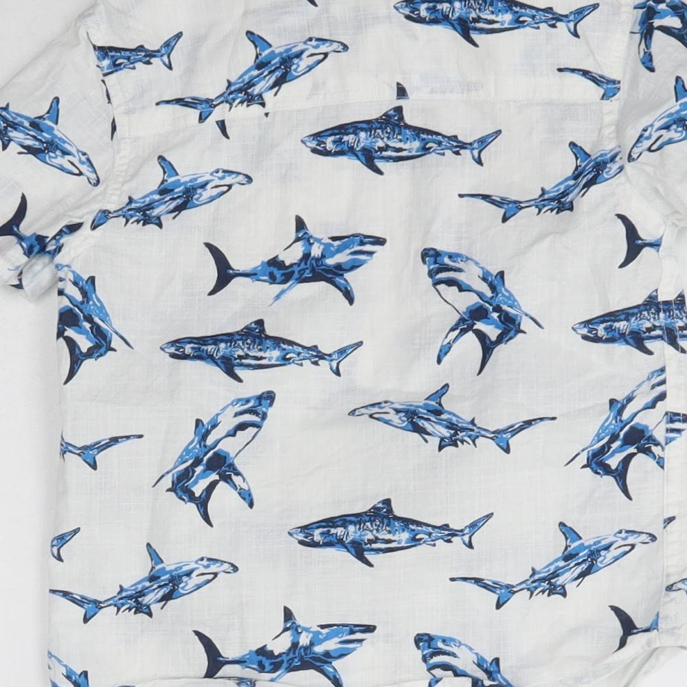 Mountain Warehouse Boys White  Cotton Basic Button-Up Size 3-4 Years Collared  - Shark