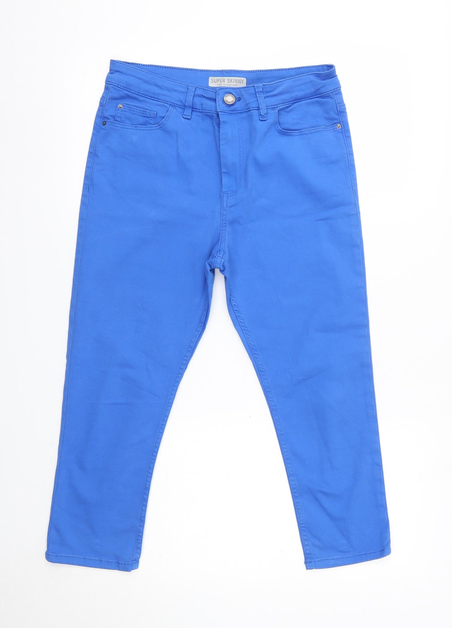 M&S Womens Blue  Cotton Cropped Jeans Size 10 L20 in Regular