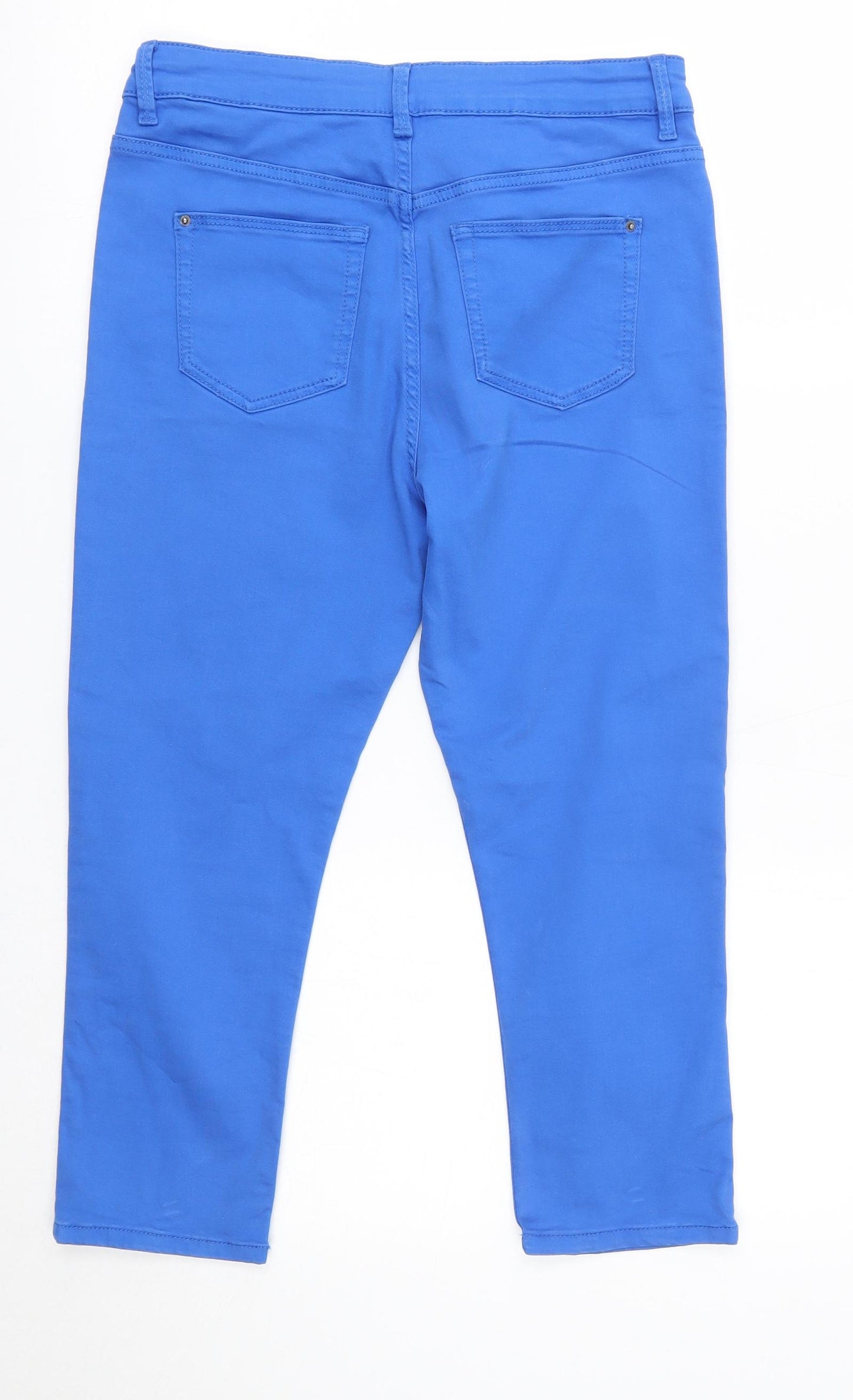 M&S Womens Blue  Cotton Cropped Jeans Size 10 L20 in Regular