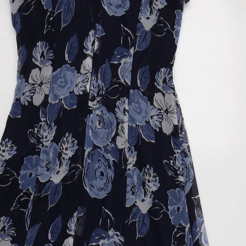 Betty Barclay Womens Blue Floral Polyester A-Line  Size 10  V-Neck Zip - Lace Detail