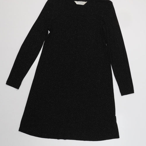 Dorothy Perkins Womens Black Polka Dot Acetate A-Line  Size 10  Round Neck