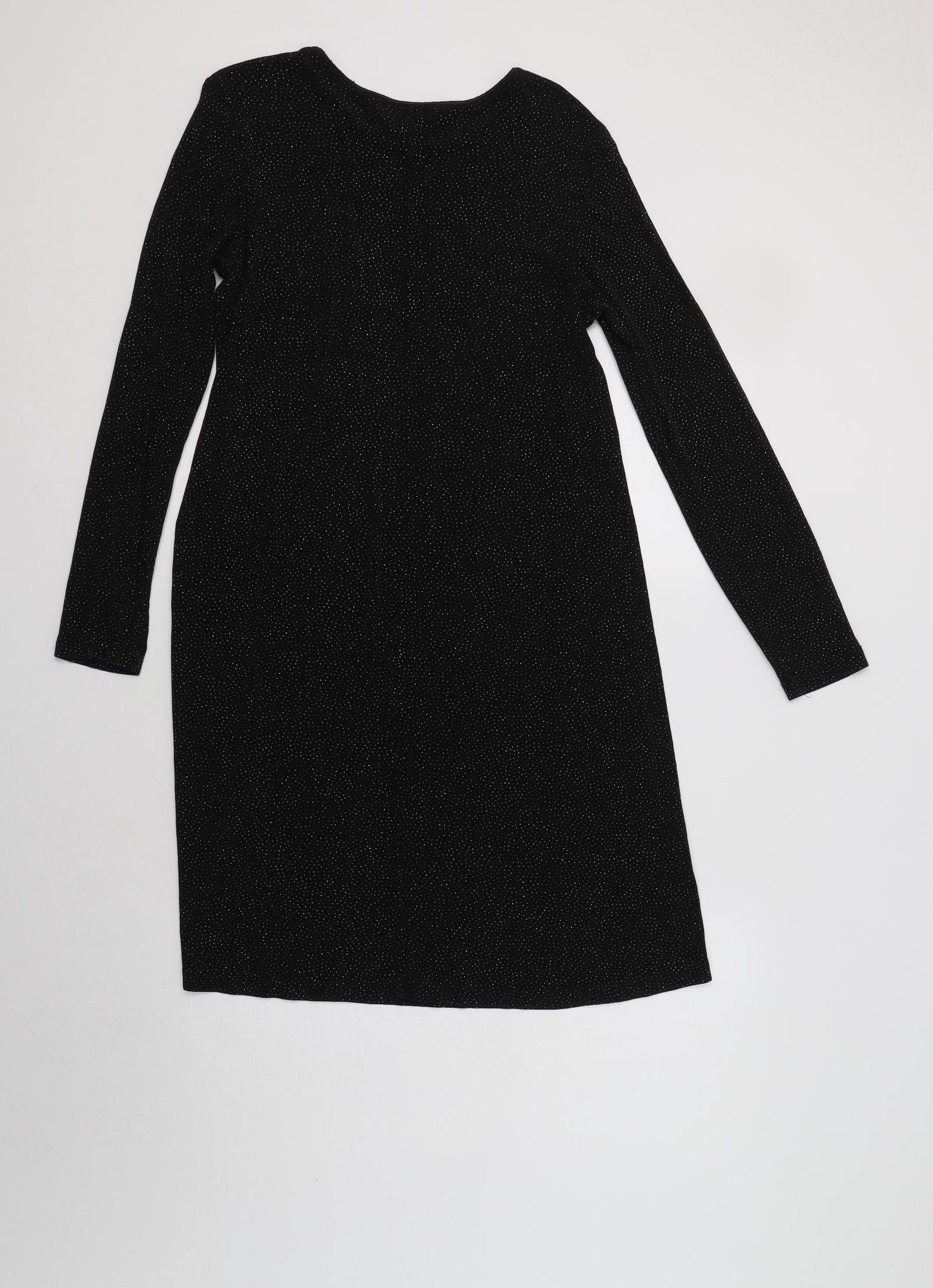 Dorothy Perkins Womens Black Polka Dot Acetate A-Line  Size 10  Round Neck