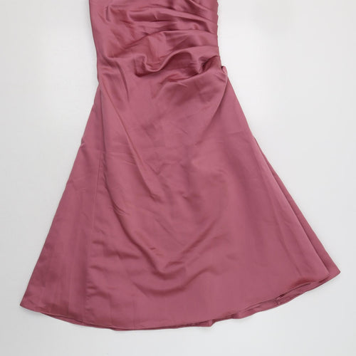Alfred Angelo Womens Pink  Polyester Fit & Flare  Size S  Off the Shoulder Zip