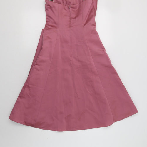 Alfred Angelo Womens Pink  Polyester Fit & Flare  Size S  Off the Shoulder Zip