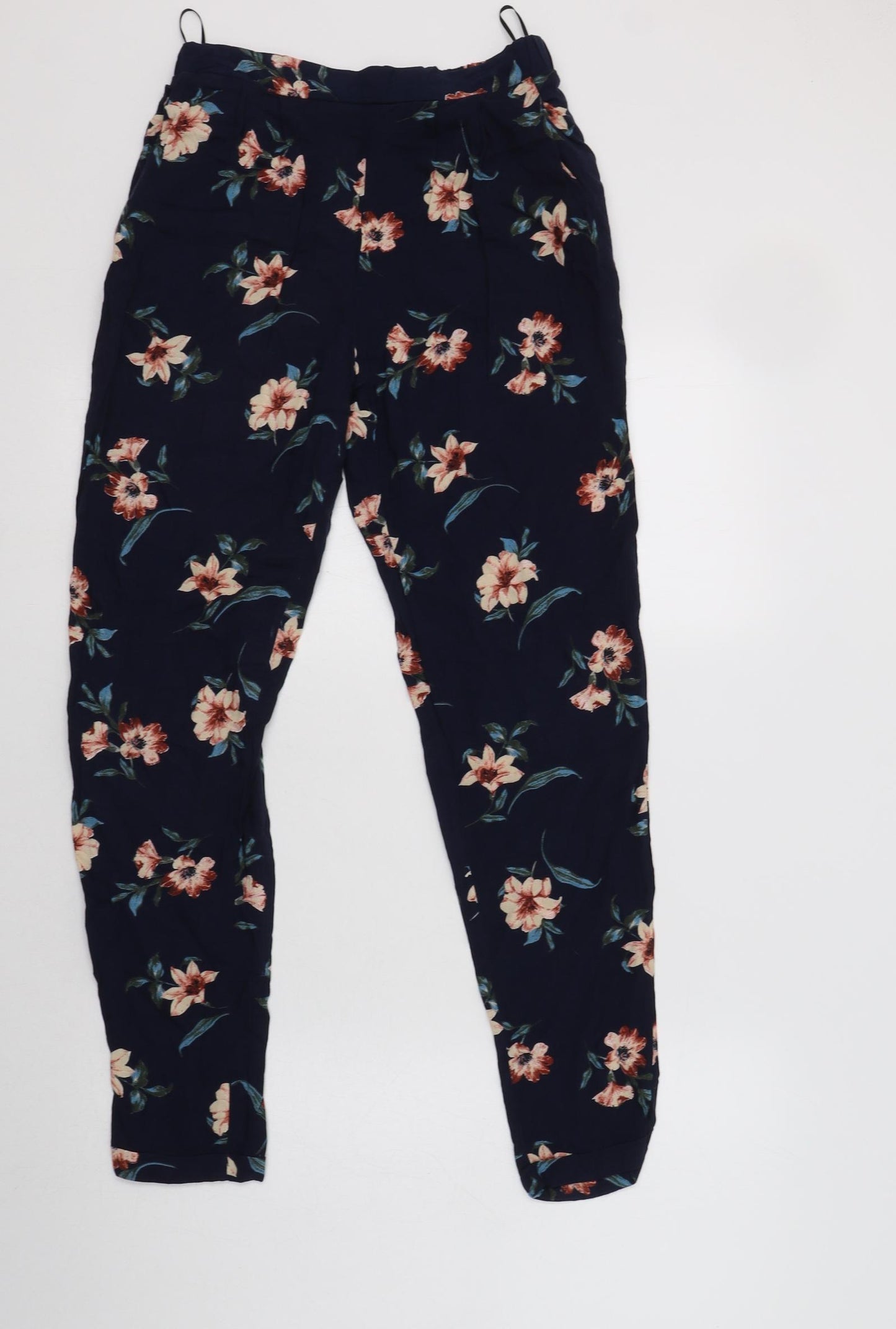 New Look Womens Blue Floral Viscose Trousers  Size 6 L29 in Regular