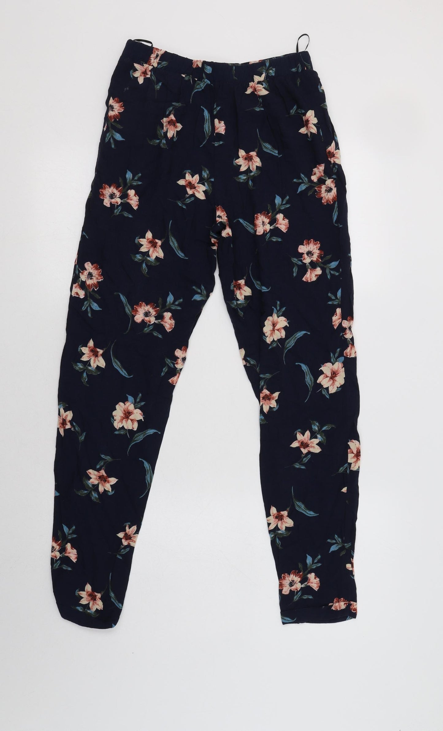 New Look Womens Blue Floral Viscose Trousers  Size 6 L29 in Regular