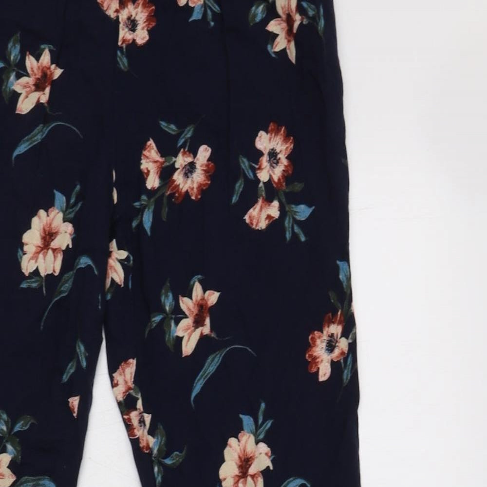 New Look Womens Blue Floral Viscose Trousers  Size 6 L29 in Regular