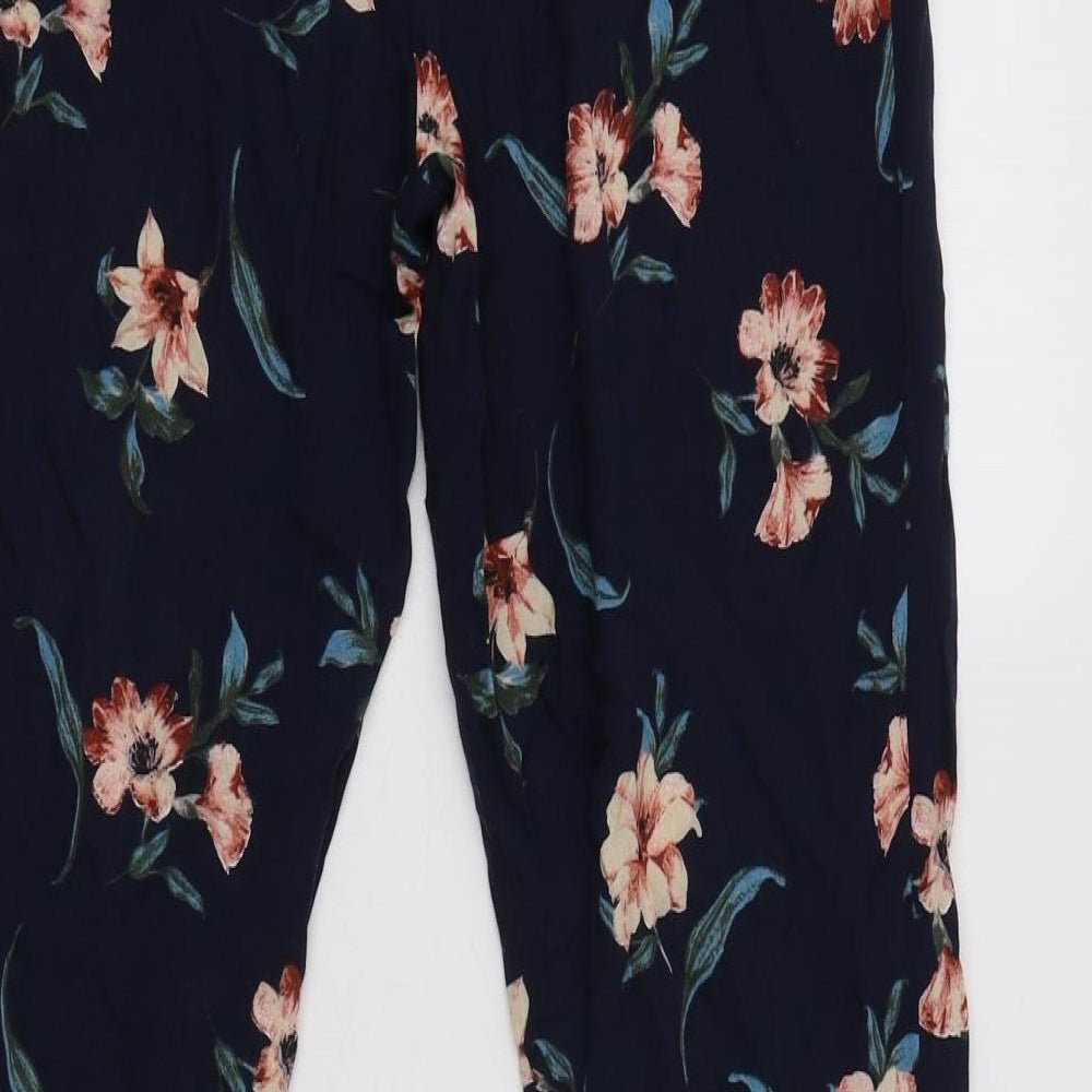 New Look Womens Blue Floral Viscose Trousers  Size 6 L29 in Regular