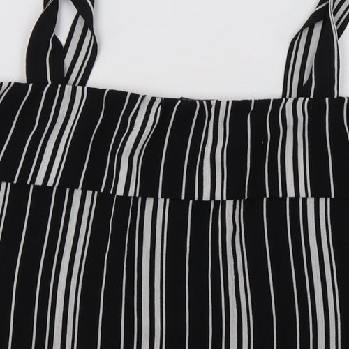 Cameo Rose Womens Black Striped Polyester Basic Blouse Size 12 Square Neck