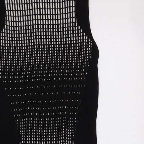 NEXT Womens Black Geometric Cotton Bodycon  Size 8  Mock Neck Zip