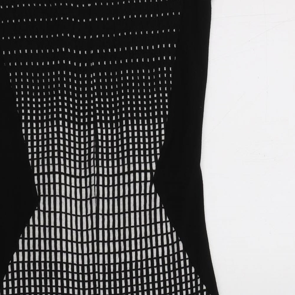 NEXT Womens Black Geometric Cotton Bodycon  Size 8  Mock Neck Zip