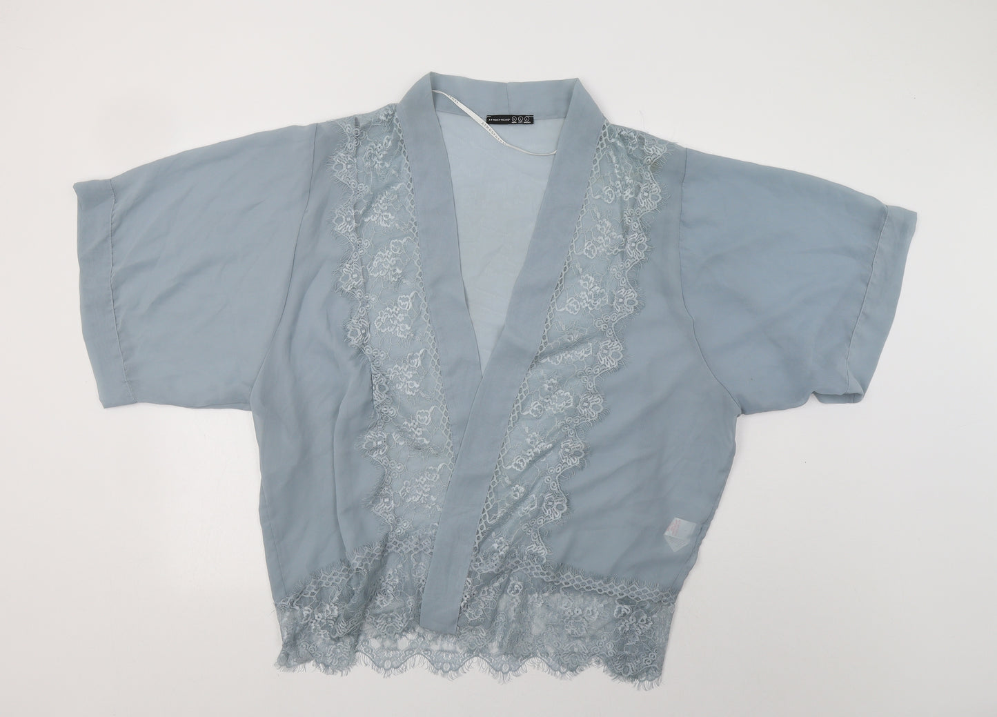 Primark Womens Blue  Polyester Kimono Blouse Size L V-Neck - Lace Detail