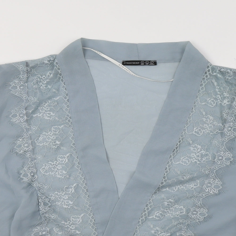 Primark Womens Blue  Polyester Kimono Blouse Size L V-Neck - Lace Detail
