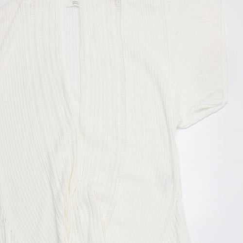 M&S Womens White V-Neck  Viscose Cardigan Jumper Size 12