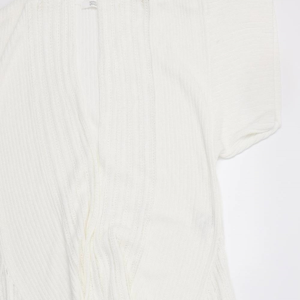 M&S Womens White V-Neck  Viscose Cardigan Jumper Size 12