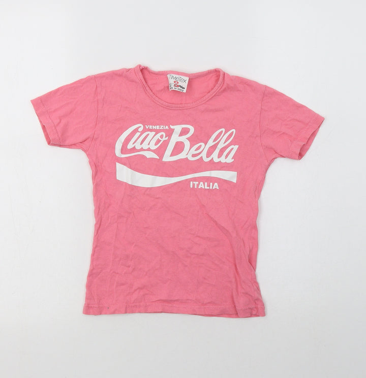 Timetex Girls Pink Cotton Basic Polo Size 8 Years Crew Neck