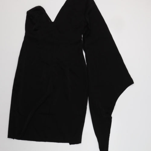 Chic Me Womens Black  Cotton Bodycon  Size L  One Shoulder Zip