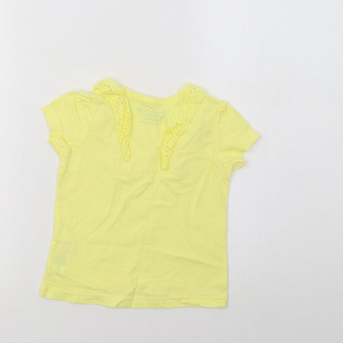 Primark Girls Yellow  Cotton Basic T-Shirt Size 2-3 Years Crew Neck