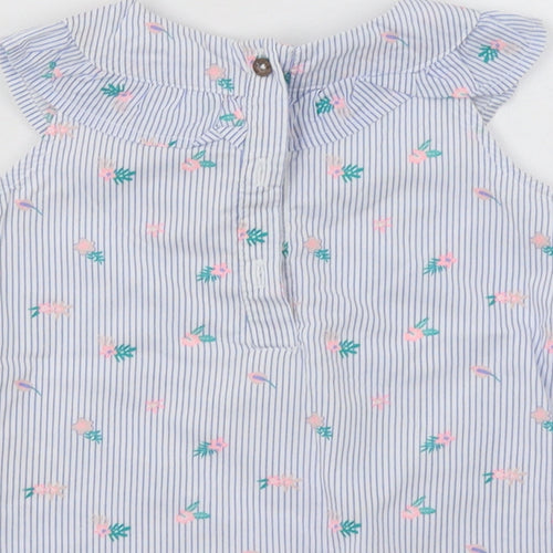 So Cute Baby Blue Floral Cotton Basic Blouse Size 12-18 Months Collared Button