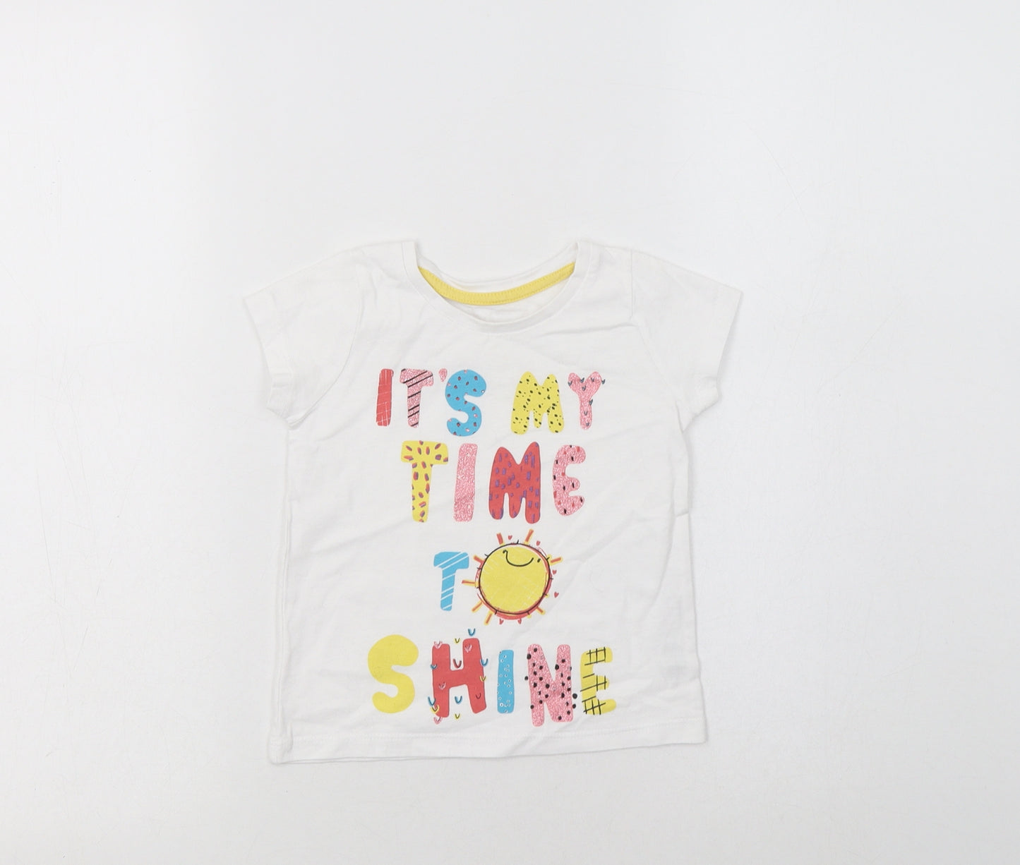 Nutmeg Baby White  Cotton Basic T-Shirt Size 18-24 Months Crew Neck