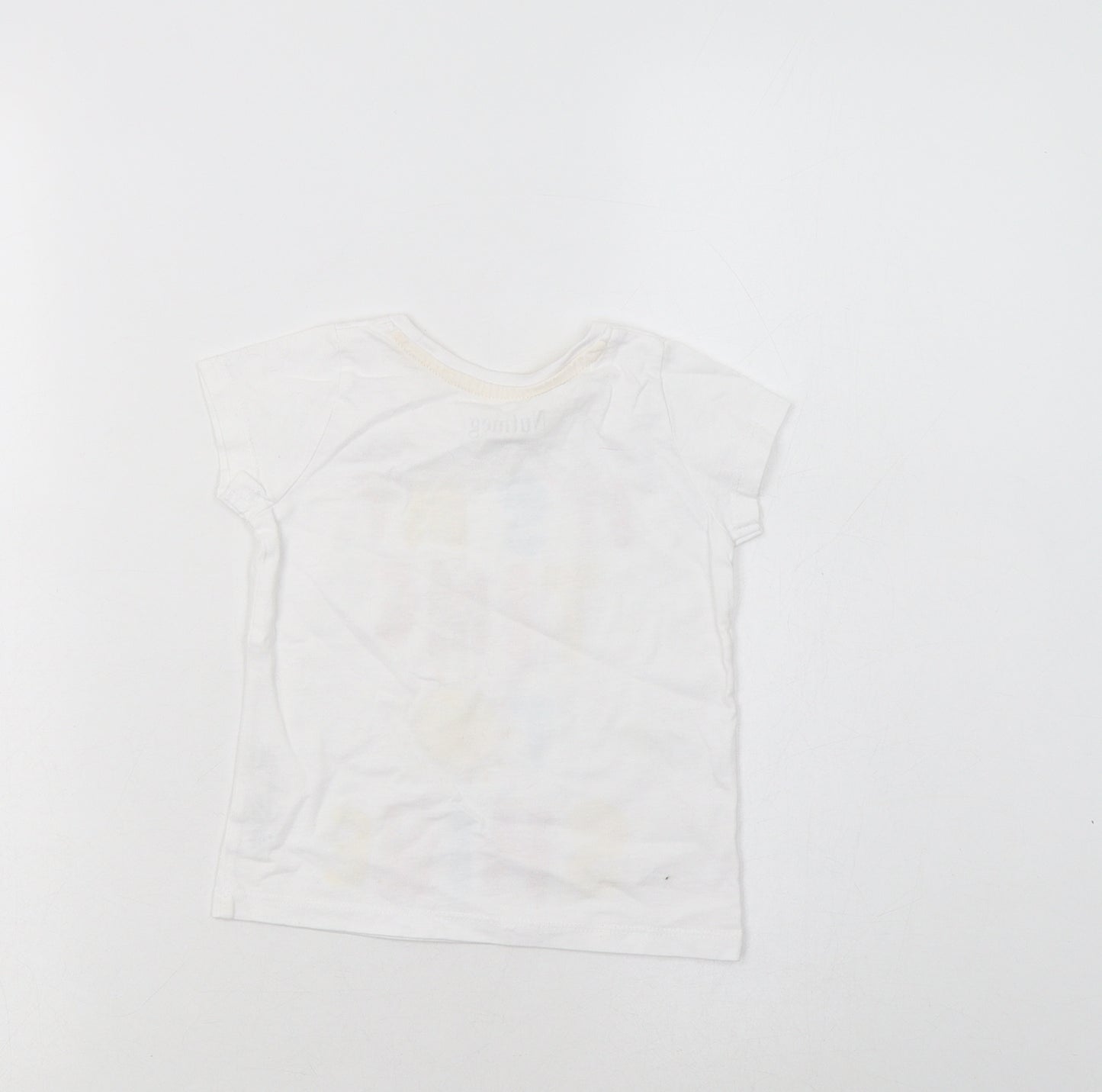 Nutmeg Baby White  Cotton Basic T-Shirt Size 18-24 Months Crew Neck