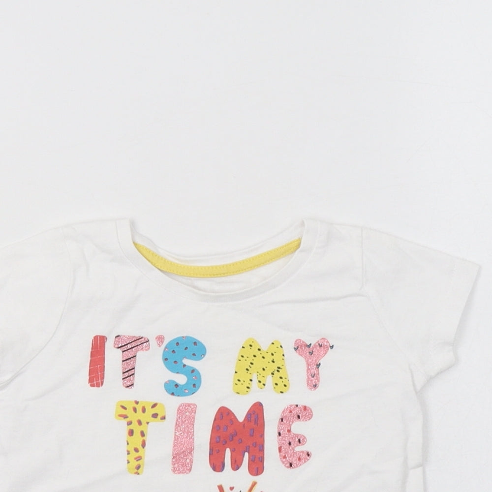Nutmeg Baby White  Cotton Basic T-Shirt Size 18-24 Months Crew Neck