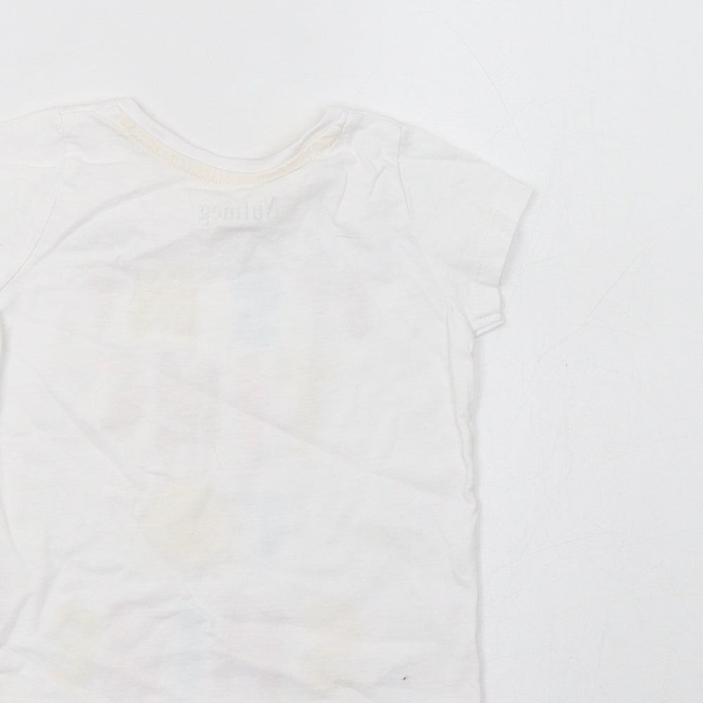 Nutmeg Baby White  Cotton Basic T-Shirt Size 18-24 Months Crew Neck
