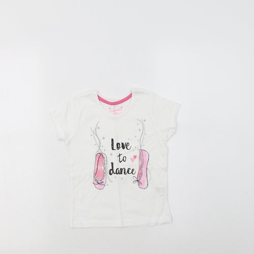 Primark Girls White  Cotton Basic T-Shirt Size 2-3 Years Crew Neck