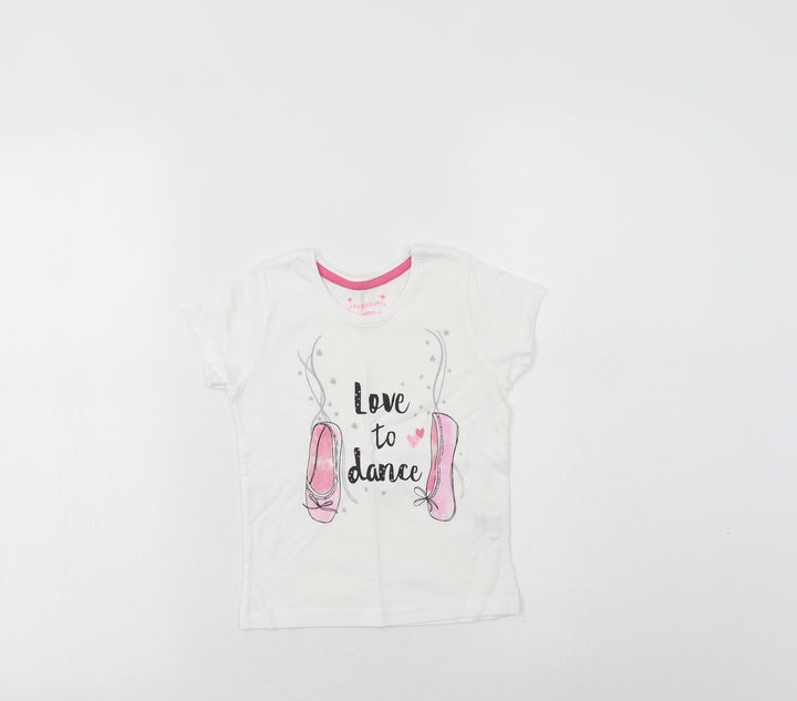 Primark Girls White Cotton Basic T-Shirt Size 2-3 Years Crew Neck