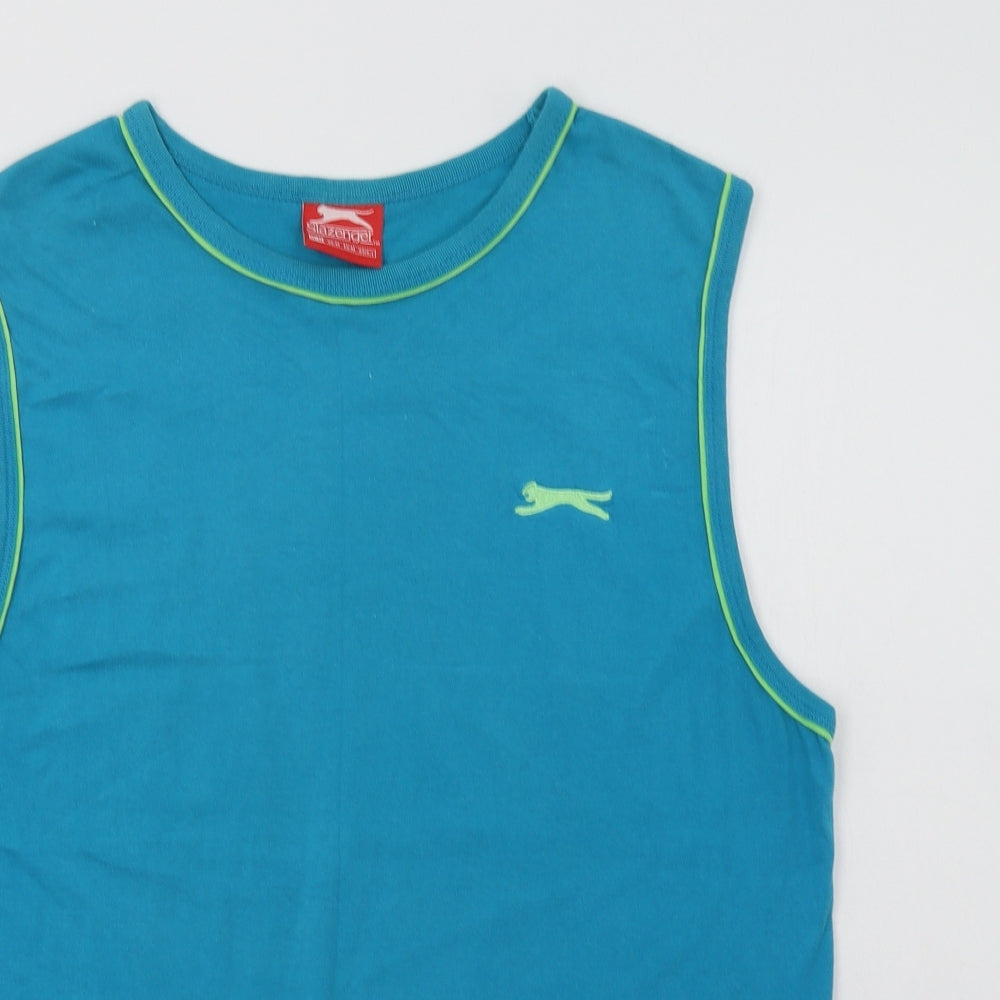 Slazenger Mens Blue  Cotton  T-Shirt Size M Crew Neck