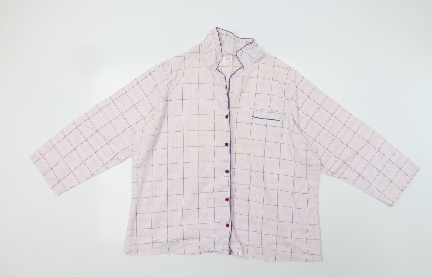 F&F` Womens Pink Check Cotton Top Pyjama Top Size 20  Button