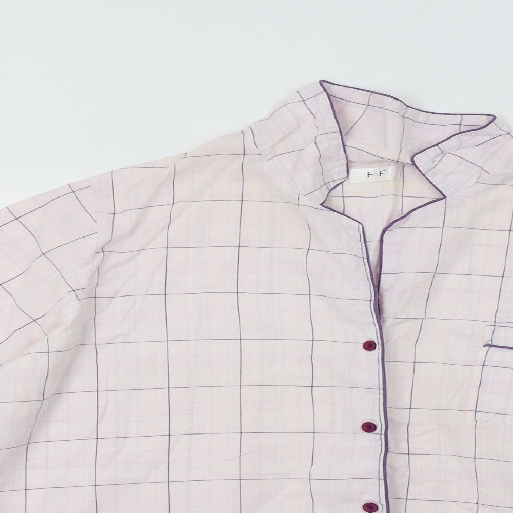 F&F` Womens Pink Check Cotton Top Pyjama Top Size 20  Button