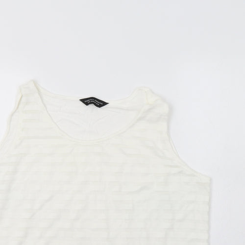 Dorothy Perkins Womens White  Viscose Basic Tank Size 16 Round Neck - Lace Overlay