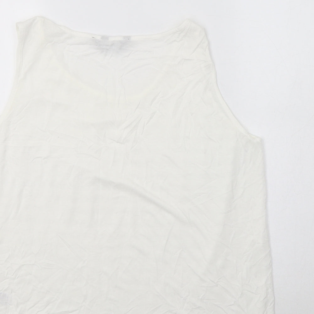Dorothy Perkins Womens White  Viscose Basic Tank Size 16 Round Neck - Lace Overlay