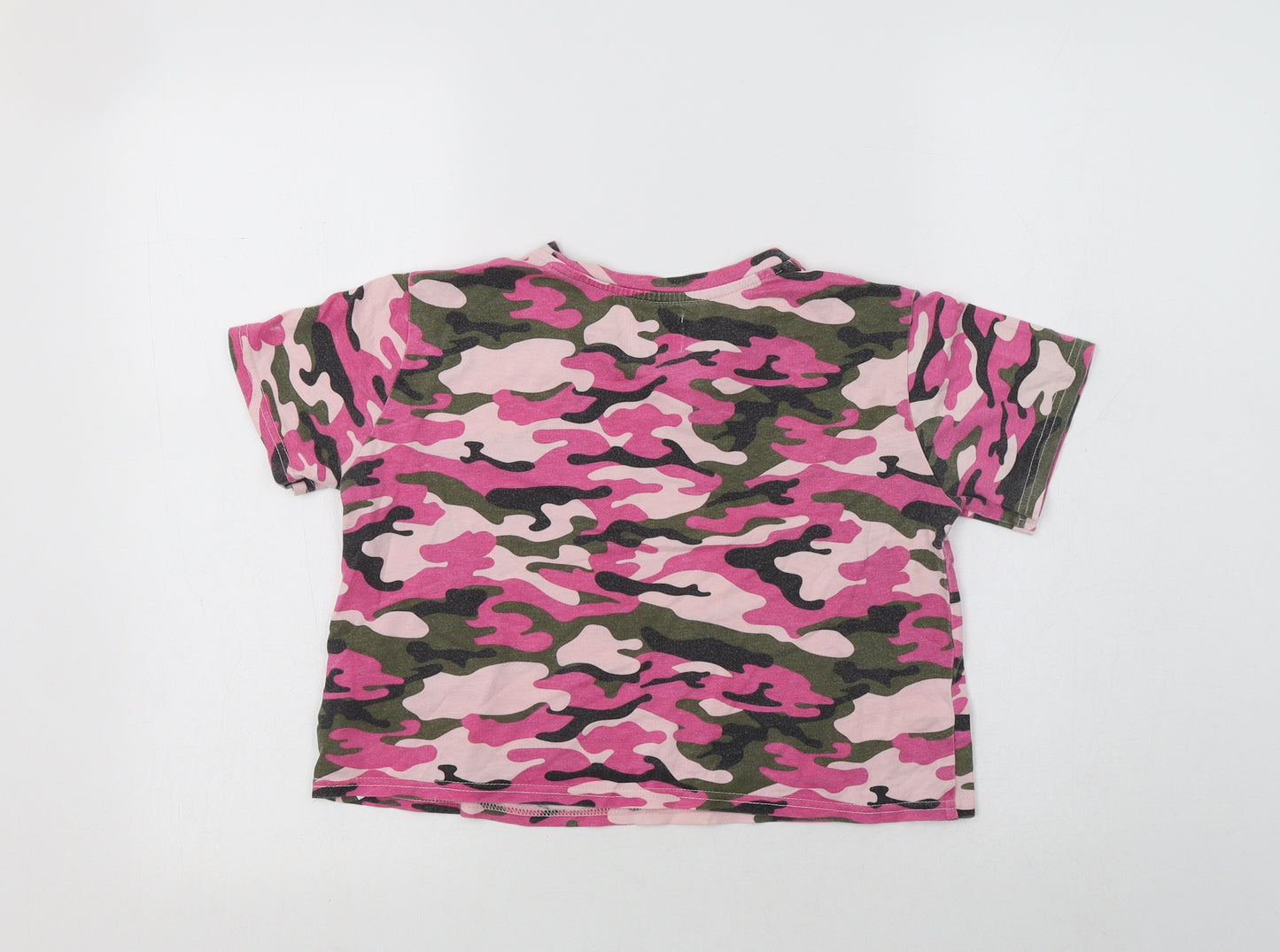 Juicy Co Girls Pink Camouflage Cotton Basic Polo Size 10-11 Years Crew Neck