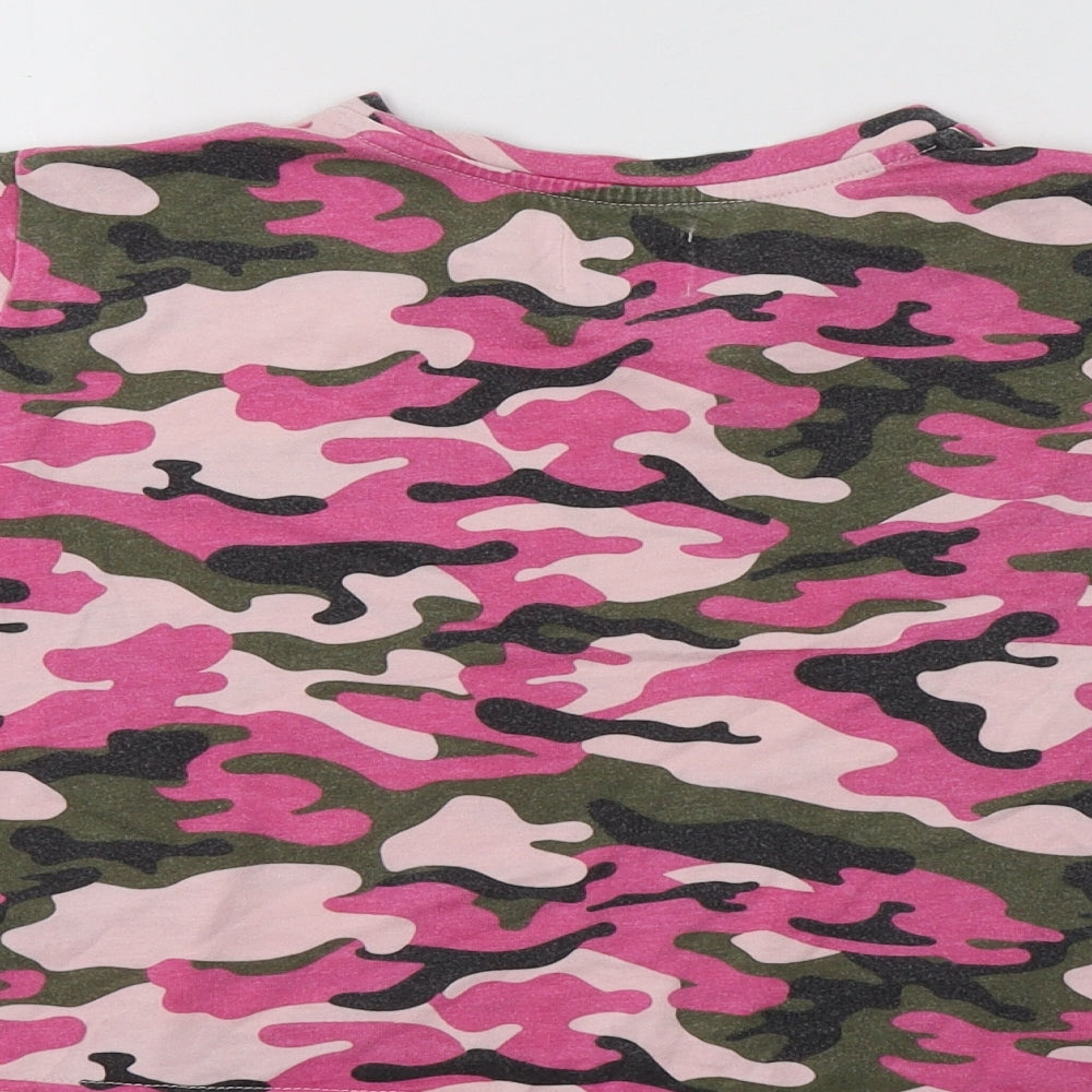 Juicy Co Girls Pink Camouflage Cotton Basic Polo Size 10-11 Years Crew Neck