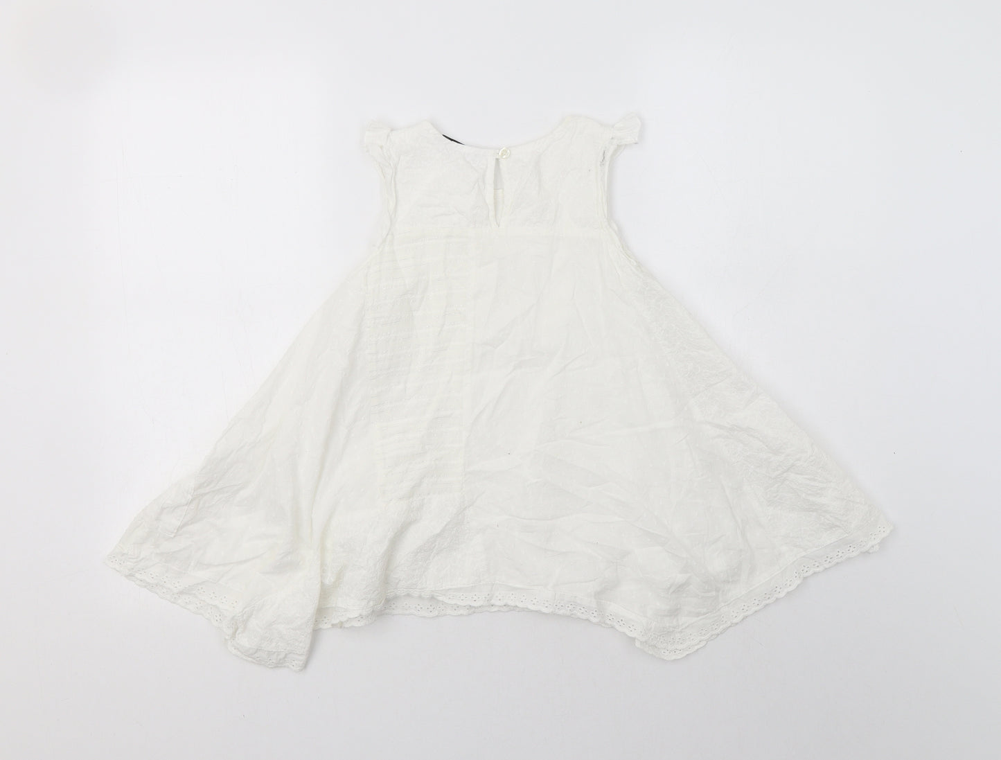George Girls White  Cotton A-Line  Size 5-6 Years  Crew Neck Button