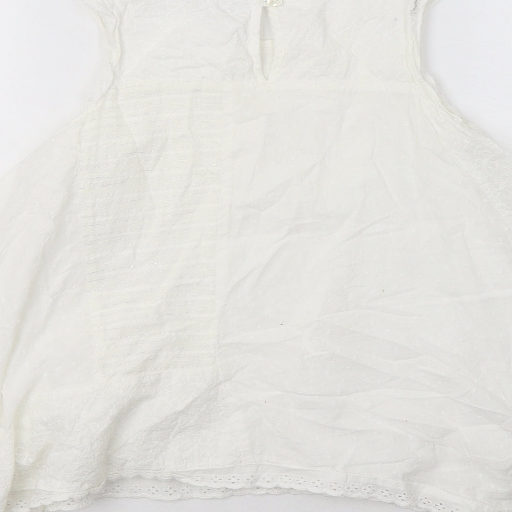 George Girls White  Cotton A-Line  Size 5-6 Years  Crew Neck Button