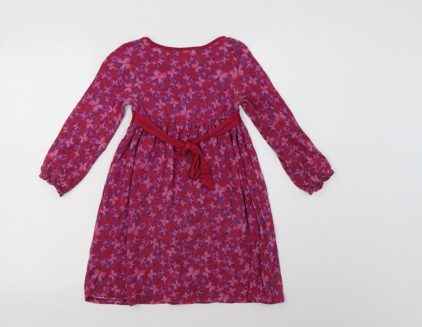 Monsoon Girls Purple  Viscose Fit & Flare  Size 5-6 Years  Round Neck  - Butterfly Print