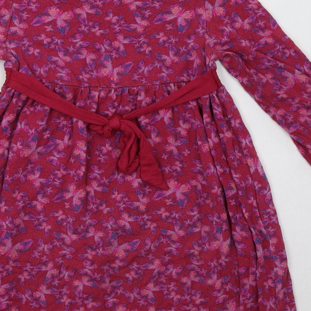 Monsoon Girls Purple  Viscose Fit & Flare  Size 5-6 Years  Round Neck  - Butterfly Print