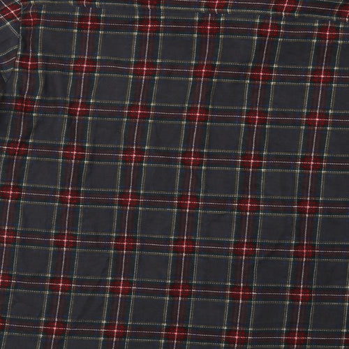 Brave Soul Mens Grey Check Cotton  Button-Up Size L Collared Button
