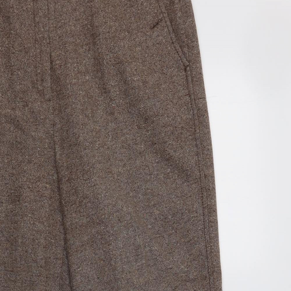 M&S Womens Beige  Wool Dress Pants Trousers Size 16 L29 in Regular Hook & Loop