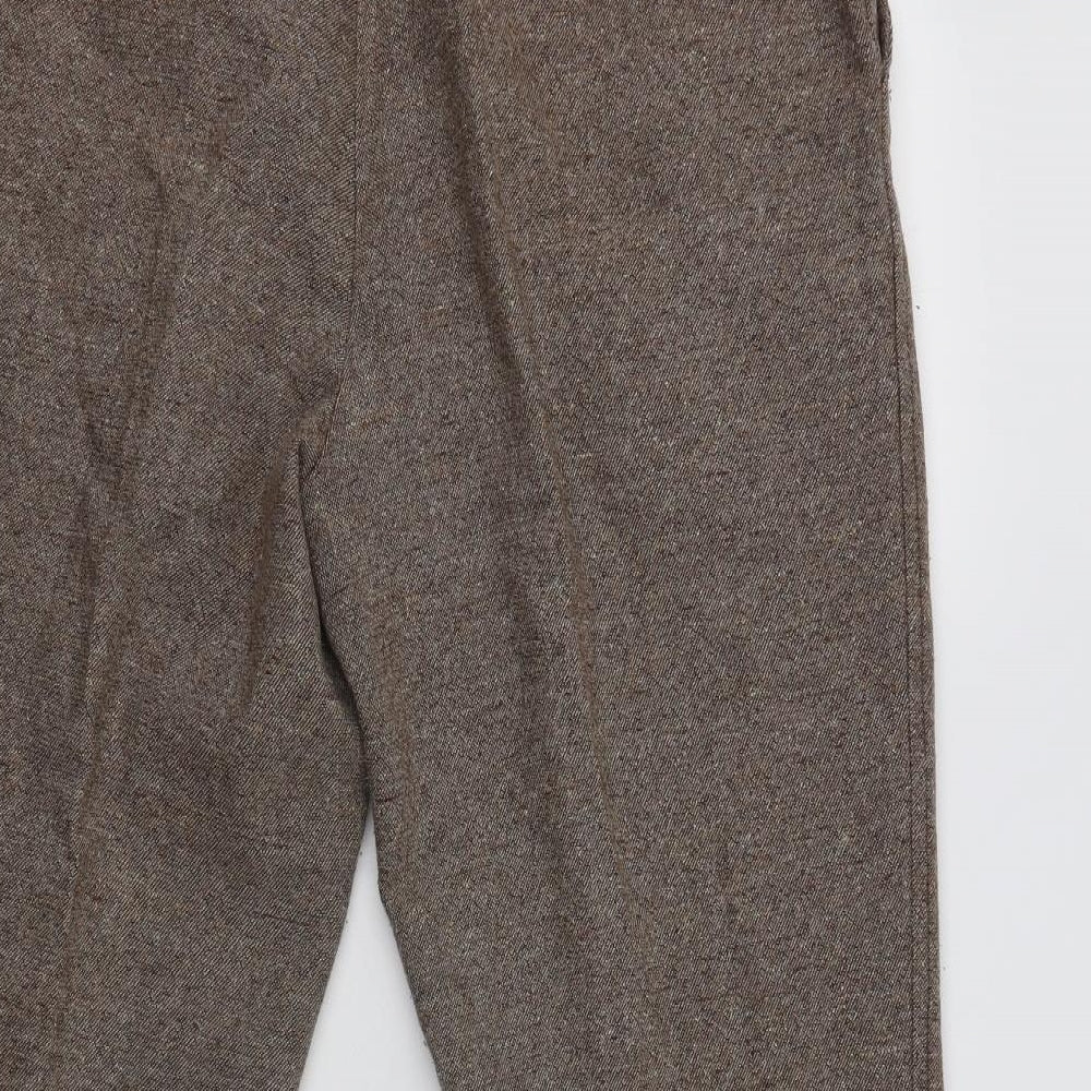 M&S Womens Beige  Wool Dress Pants Trousers Size 16 L29 in Regular Hook & Loop